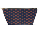 Brown Aspiration Navy & Orange Accessory Pouch - Chic Pen and Pencil Case - Dual Sizes and Bottom Styles