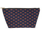 Brown Aspiration Navy & Orange Accessory Pouch - Chic Pen and Pencil Case - Dual Sizes and Bottom Styles