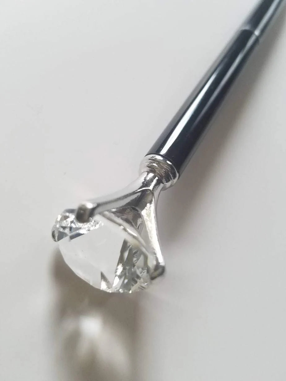 Black and Silver - Glam Diamond Head Pen