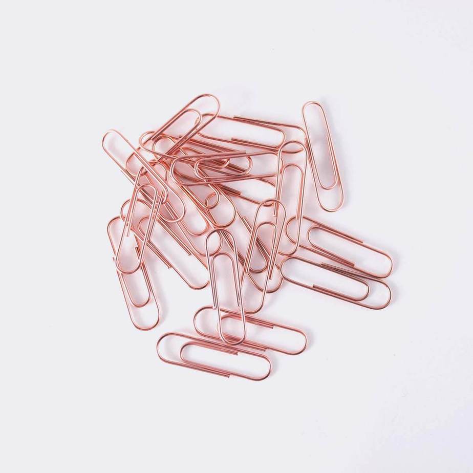 12 Large Rose Gold Paper Clips