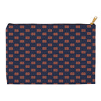 Brown Aspiration Navy & Orange Accessory Pouch - Chic Pen and Pencil Case - Dual Sizes and Bottom Styles
