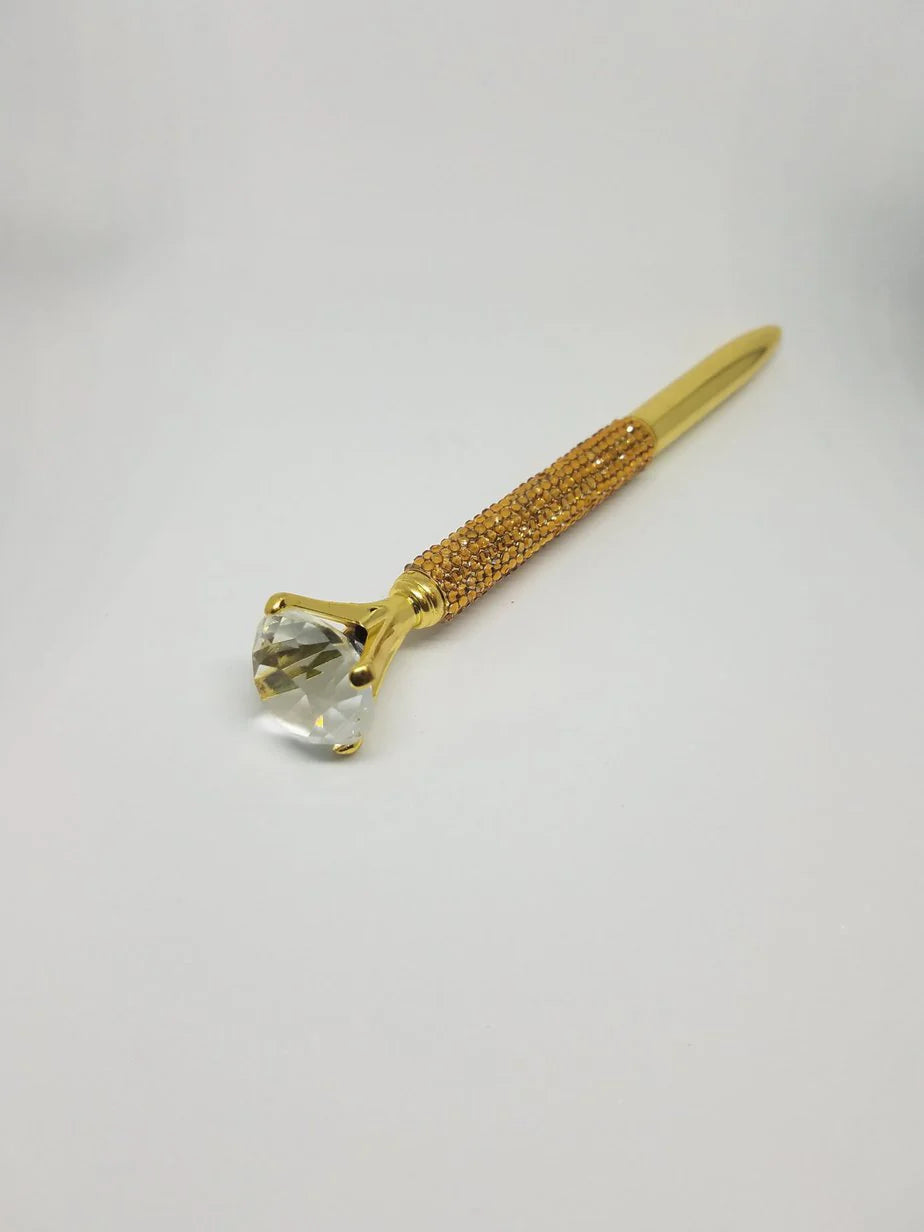 Gold - Glam Diamond Head Jeweled Pen