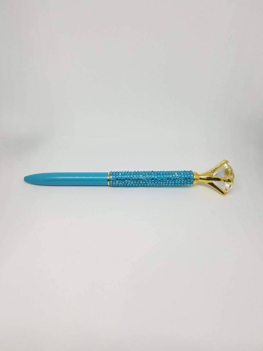 Turquoise - Glam Diamond Head Jeweled Pen