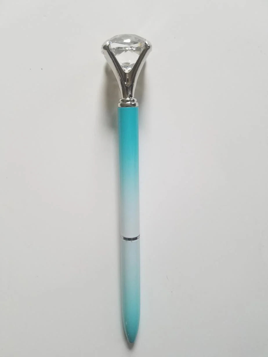 Turquoise and White - Glam Diamond Head Pen