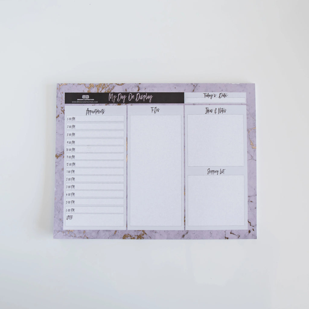 My Day On Display - Daily Planner Notepad with 50 Undated 8.5 x 11" Tear-Off Sheets