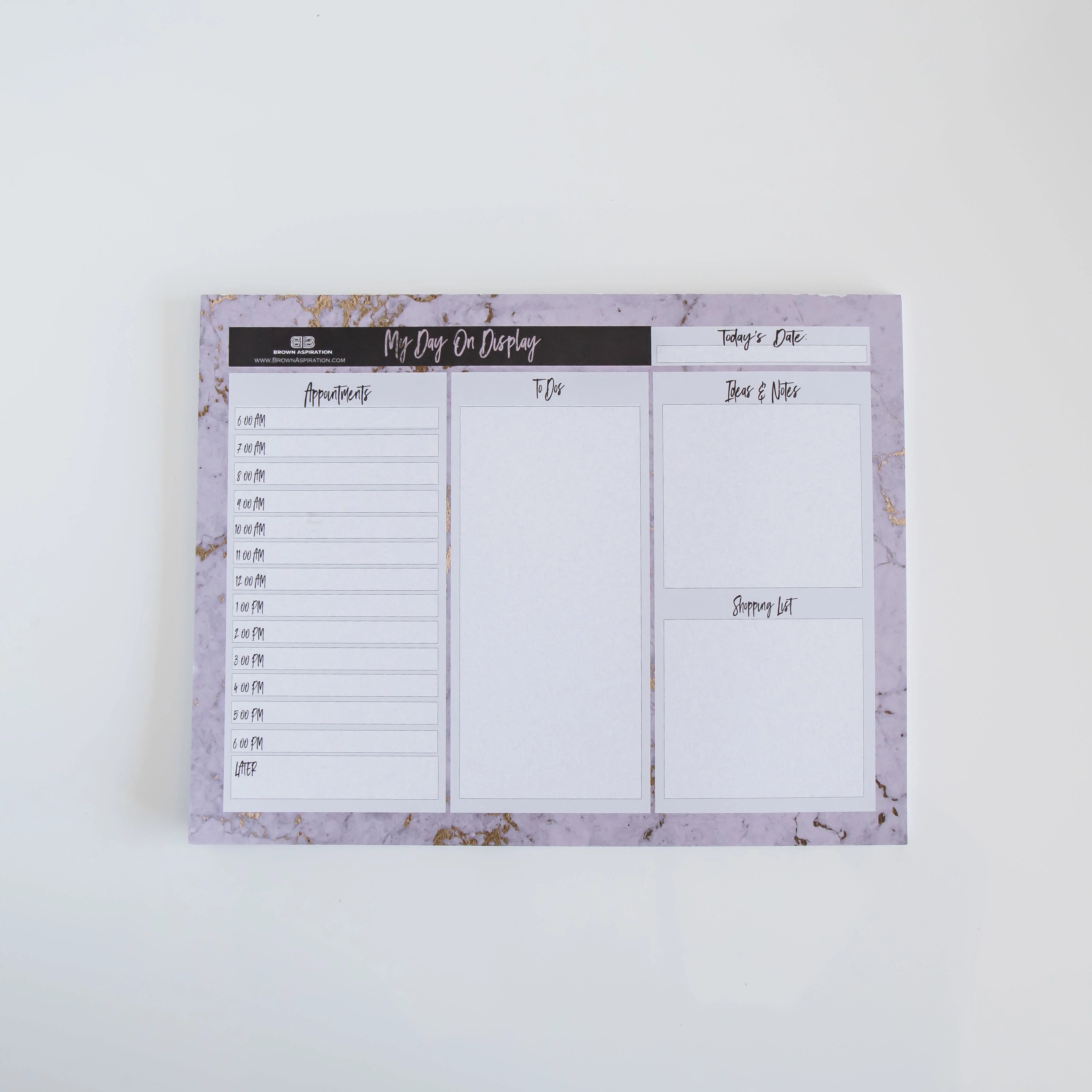 My Day On Display - Daily Planner Notepad with 50 Undated 8.5 x 11" Tear-Off Sheets