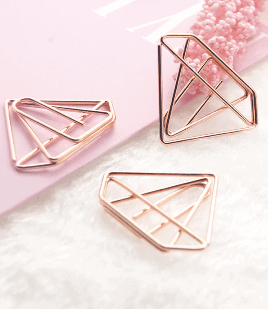 20 Rose Gold Diamond Paper Clips