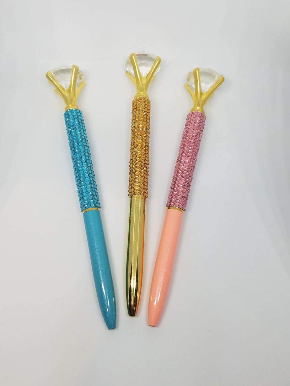 Gold - Glam Diamond Head Jeweled Pen