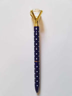 Navy and White Polka Dot - Glam Diamond Head Pen