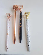 White and Orange Polka Dot - Glam Diamond Head Pen