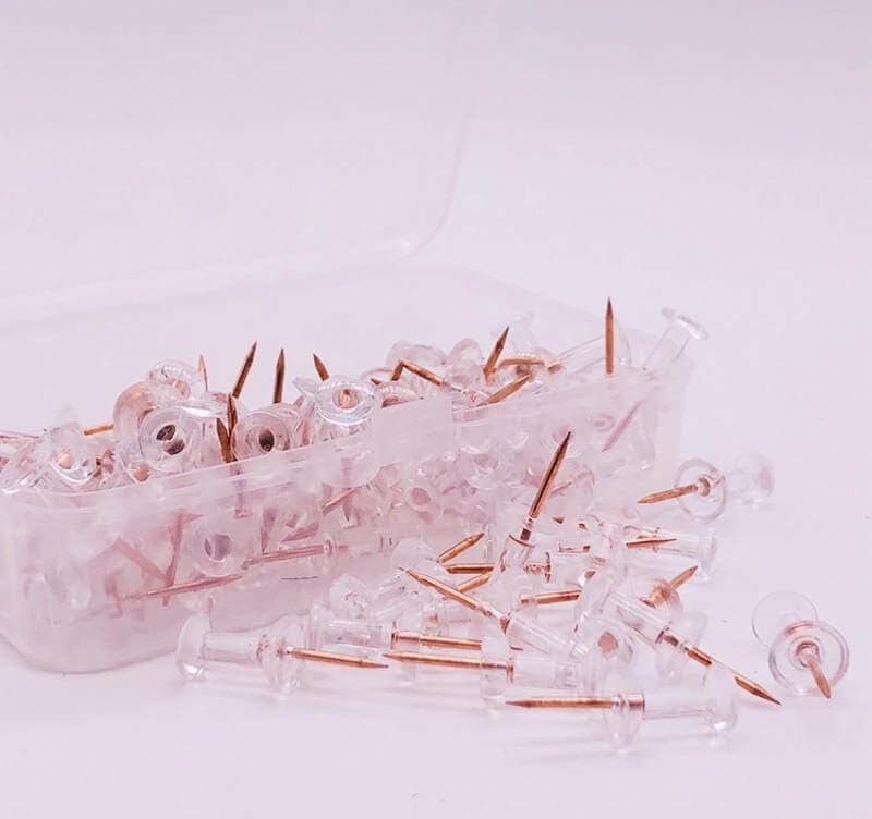 20 Acrylic and Rose Gold Push Pins