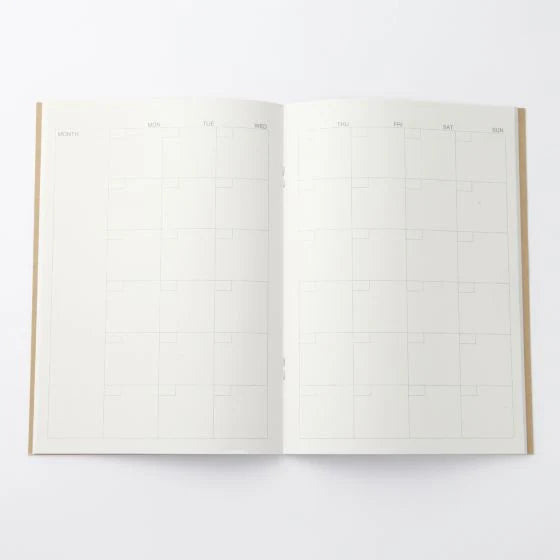 A5 Monthly Spread Kraft Notebook - 5.5in x 8.25in, 30 Undated Sheets