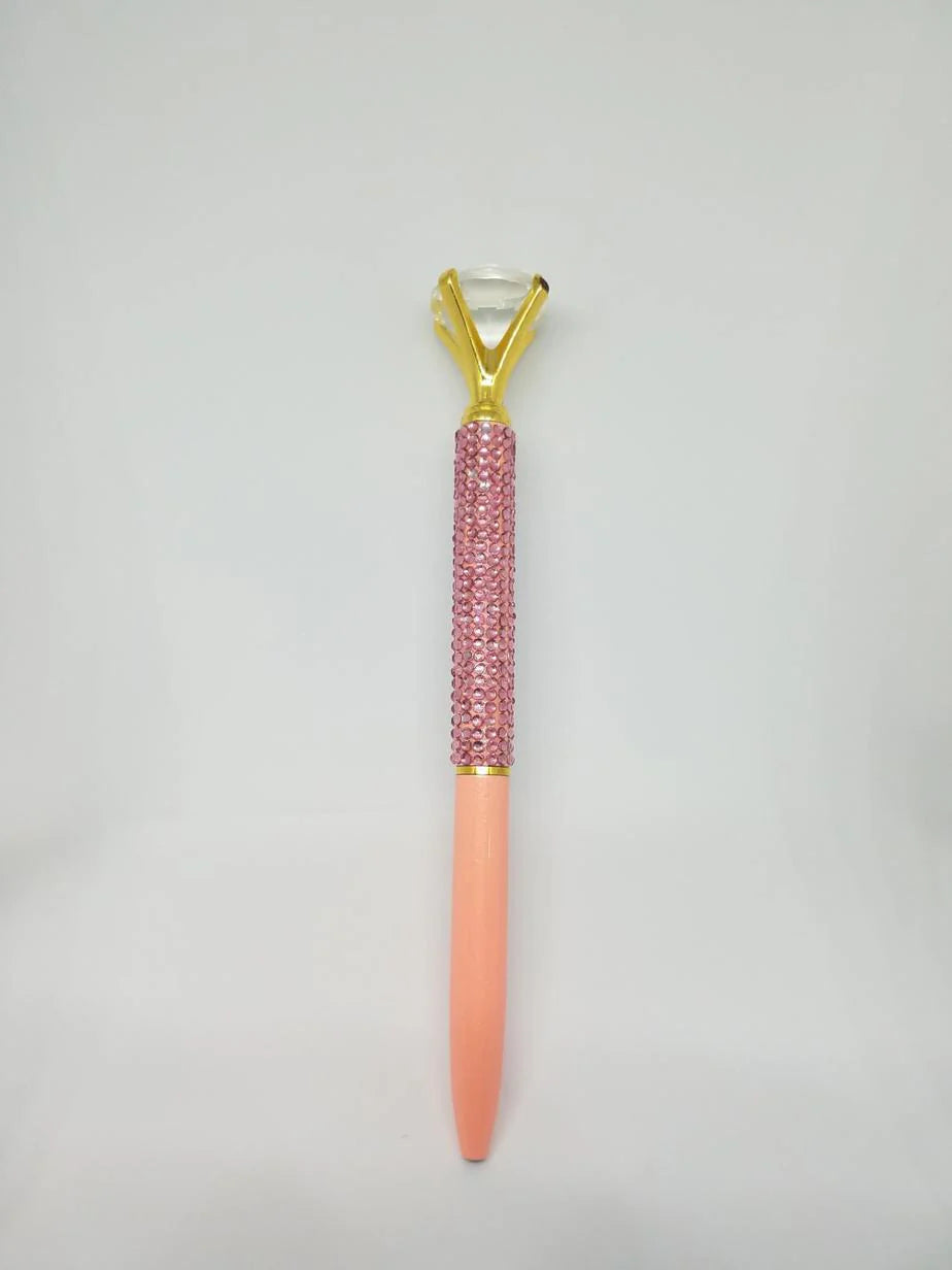 Peach - Glam Diamond Head Jeweled Pen