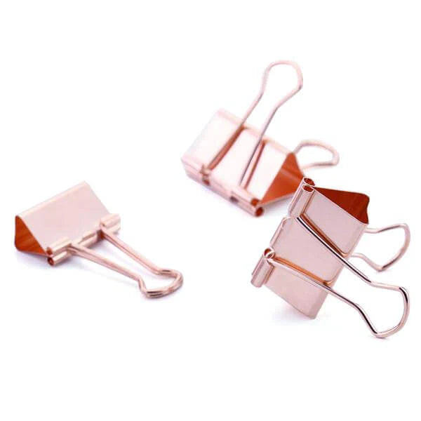 6 Rose Gold Binder Clips