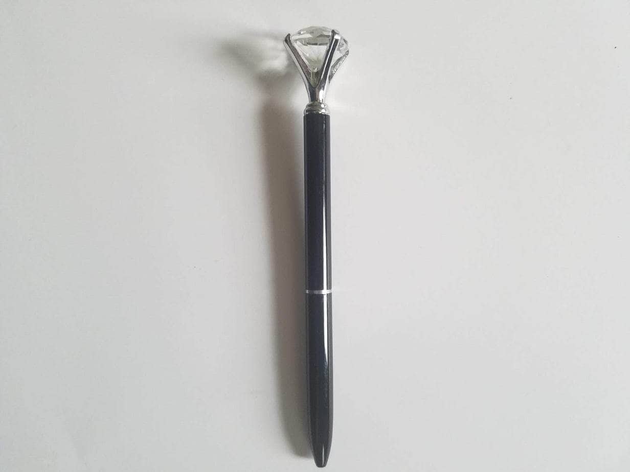 Black and Silver - Glam Diamond Head Pen