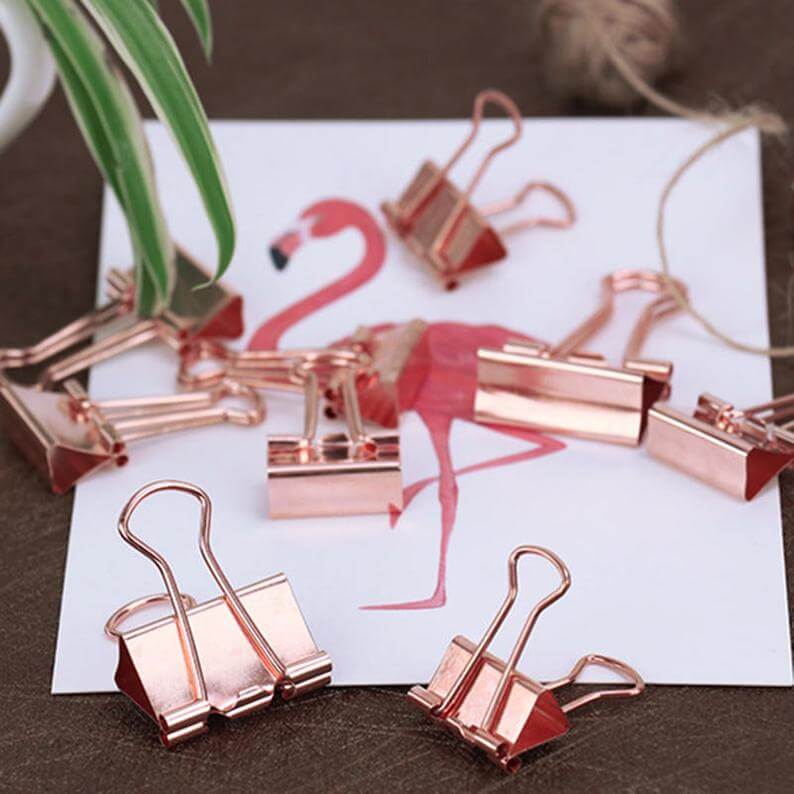 6 Rose Gold Binder Clips