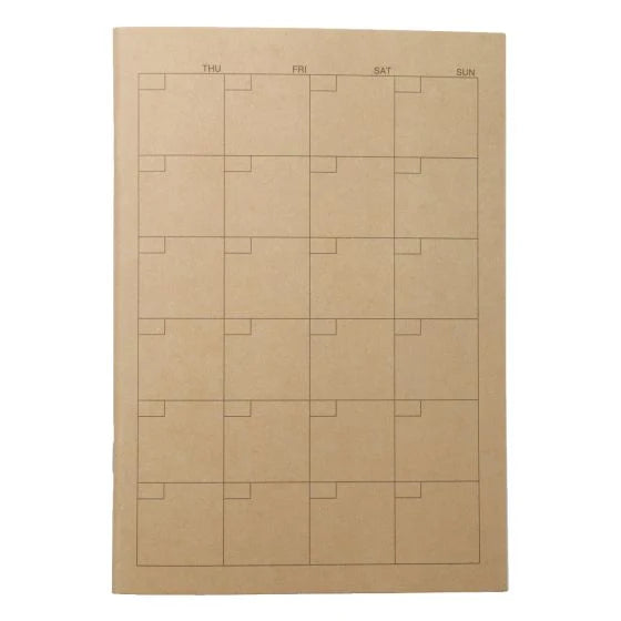 A5 Monthly Spread Kraft Notebook - 5.5in x 8.25in, 30 Undated Sheets