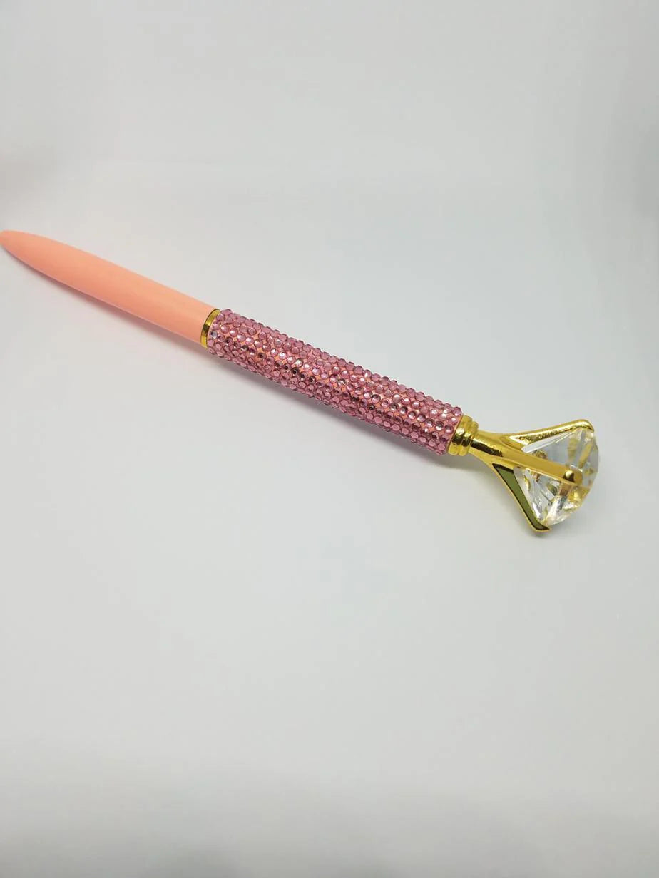 Peach - Glam Diamond Head Jeweled Pen