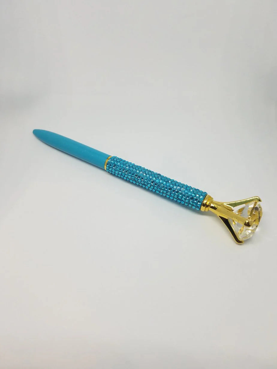 Turquoise - Glam Diamond Head Jeweled Pen