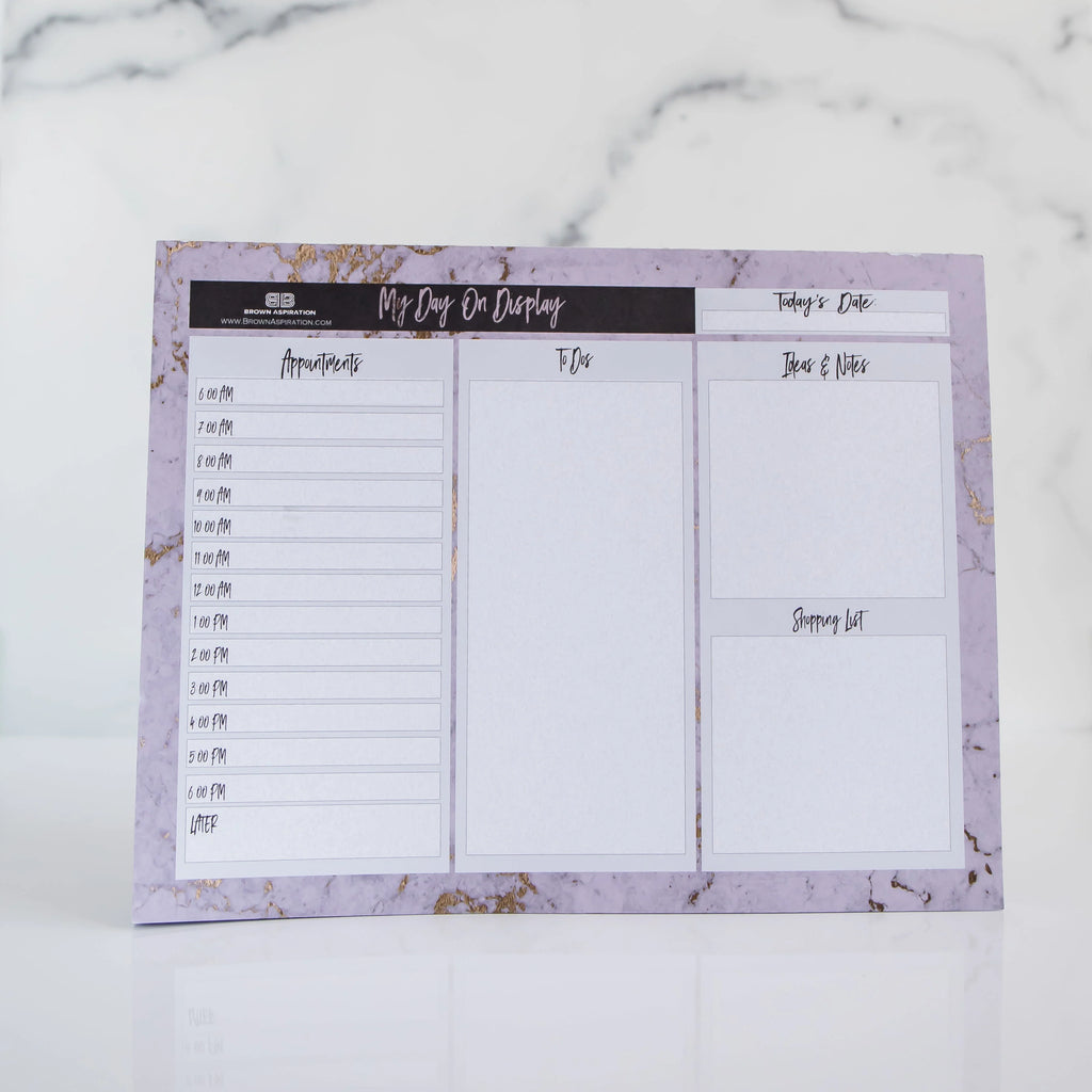 My Day On Display - Daily Planner Notepad with 50 Undated 8.5 x 11" Tear-Off Sheets