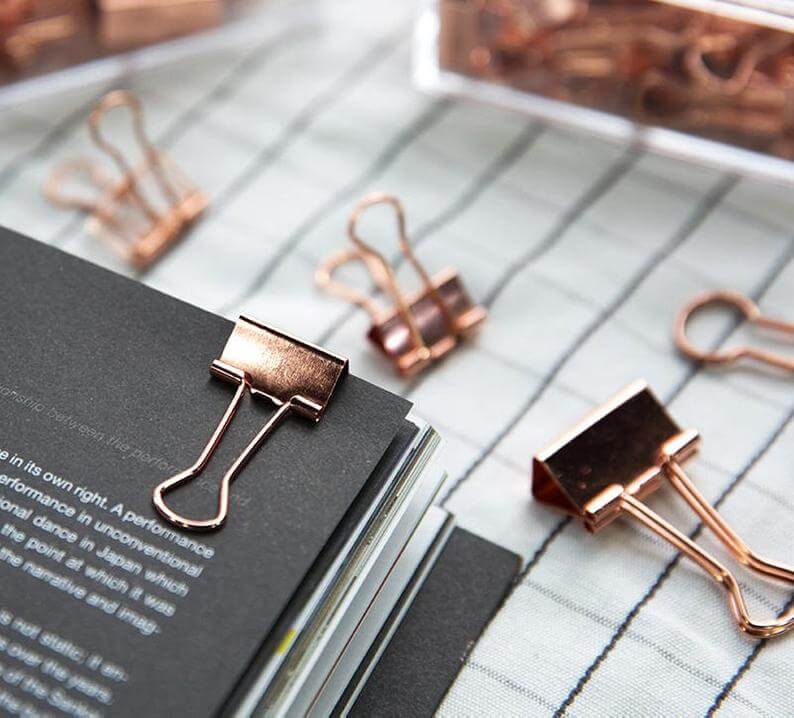 6 Rose Gold Binder Clips