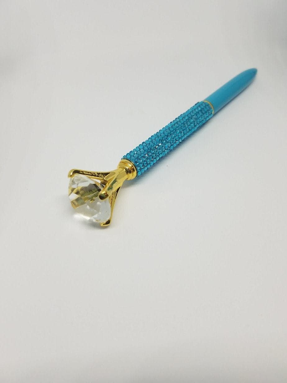 Turquoise - Glam Diamond Head Jeweled Pen