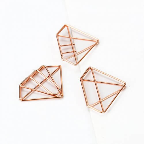 20 Rose Gold Diamond Paper Clips