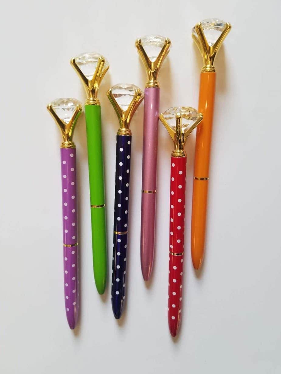 Navy and White Polka Dot - Glam Diamond Head Pen